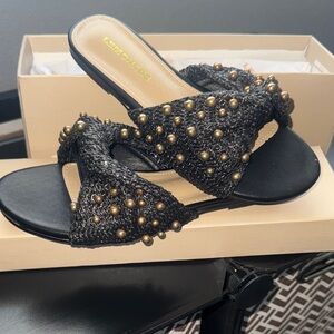 Lemonade Black Beaded Women's Sandals